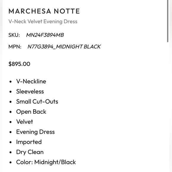 Marchesa Notte***Navy + Black Velvet Maxi Dress***Size 4 $895 CURRENT NWT - Picture 11 of 12